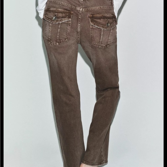 NWT Zara Women’s Bootcut Low Rise Jeans in Brown - Picture 2 of 10